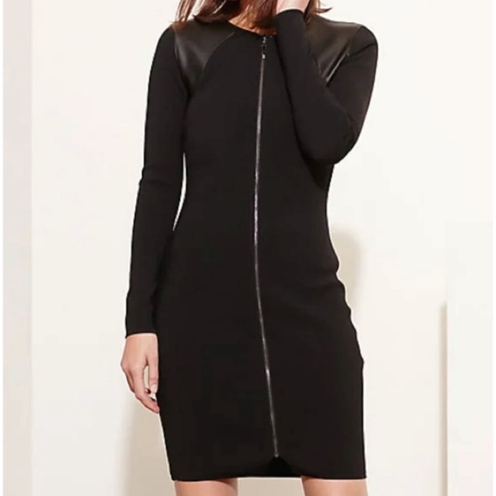 NWT Lauren Ralph Lauren Full Zip Dress with Faux Leather